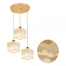 Lámpara Colgante De Cristal Moderna Techo Decorativa 3 Cabez