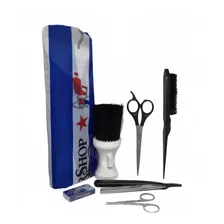 Kit De Peluquería Dos Tijeras+capa+barbera Y Talquera