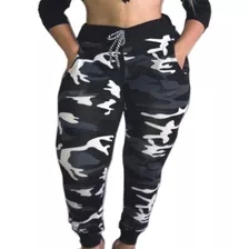 Calça Feminina Cintura Alta Jogger Camuflada Suplex 