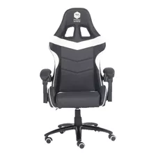 Silla Gamer Dooku Cuero Blanca Y Negra Kj-463t-bw