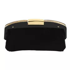 Bolsa Couro Invertido Preto Metal Dourado Estilo E Elegancia