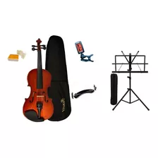 Violino 3/4 Mo34 Vivace Kit + Estante + Afinador + Espaleira Cor Natural