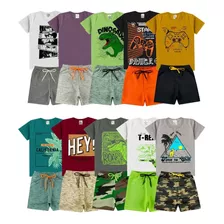 Kit Lote 10 Conjuntos Roupa Infantil Menino Masculino Atacado Barato Verão 1 Ao 8