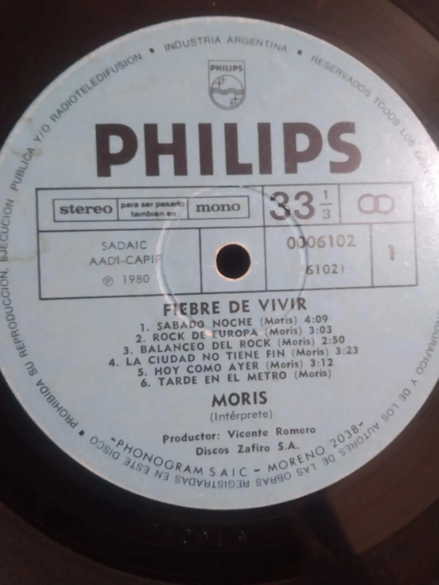 MORIS - FIEBRE DE VIVIR - vinilo 1980