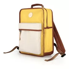 Himawari - Mochila Escolar O De Viaje Porta Laptop H0827-3 Color Amarillo Y Crema