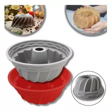 Forma Vazada Espiral Silicone C/ Furo Assar Pudim Bolo Torta