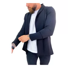 Blazer Cardigan Comprido Longo Masculino Casaco Manga Longa