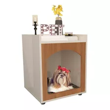 Mesa De Cabeceira Casinha De Cachorro/gato Pet Off/freijo Cor Branco