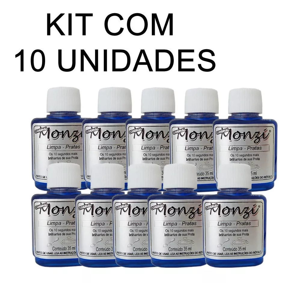 Kit 10 Limpa Prata Monzi 35ml Ação Rápida Á Pronta Entrega