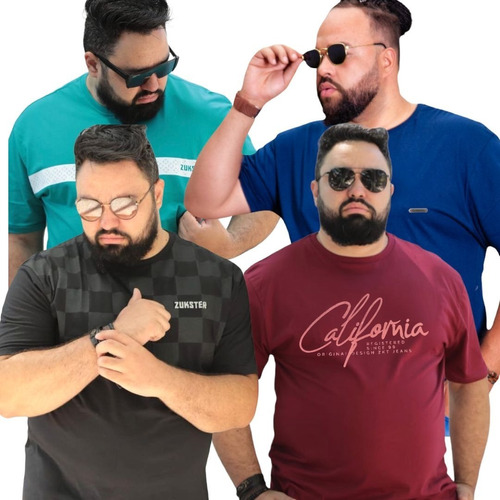 Camisa Camiseta Plus Size Masculino Big 100% Algodão Premium