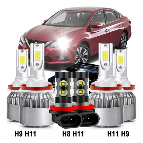 4 Lados, H9 H11 6000k Kit De Faros Led Luz Alta Y Baja Nissan Altima