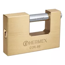 Candado Antipalanca 88 Mm Cuerpo Latón Sólido Hermex Color Bronce