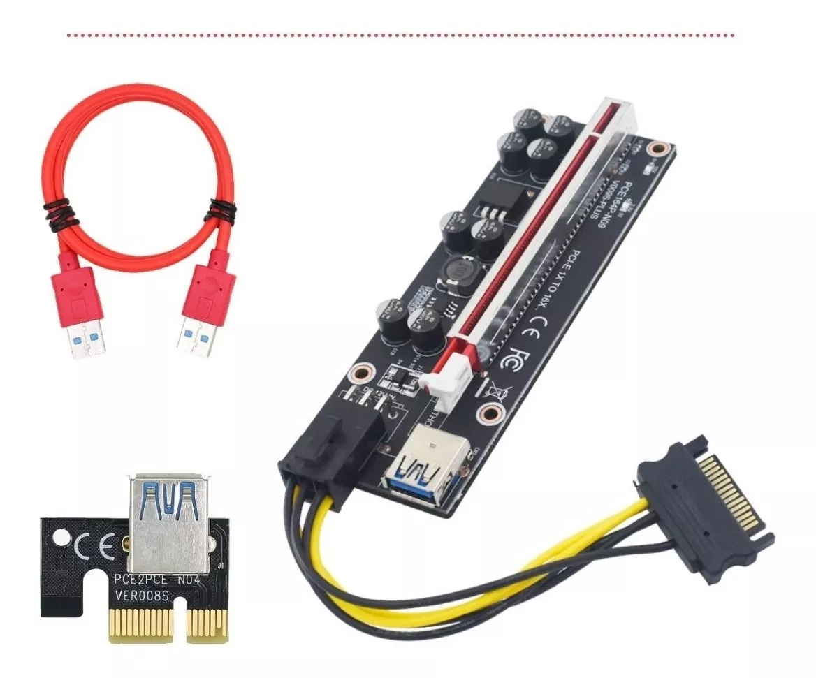 Cabo Riser 009s Plus Pci Express 1x A 16x Pcie 8 Capacitores