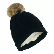 Gorro Touca Feminina De Lã Com Pompom De Pelinho