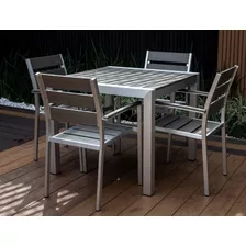 Comedor Exterior Mesa Set 4 Sillas Jardin Alberca