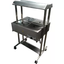 Balcão Buffet Inox Self Service Rechaud Térmico 4 Cubas