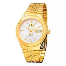 Relógio Masculino Oremte Original Prova D'água Marca Data Gw Cor Da Correia Dourado Cor Do Fundo Branco