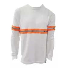 Playera Manga Larga Con Reflejante Textil Naranja