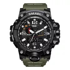 Relógio Smael 1545 Verde Exercito Modelo Militar Sport 739