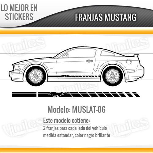 Par De Stickers, Viniles Franjas Laterales Para Ford Mustang Foto 7