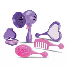 Kit Salão De Beleza Infantil Menina Secador Escova Espelho