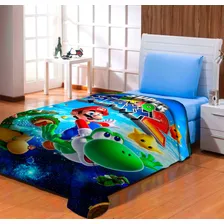 Manta Solteiro Cobertor Infantil Estampada Super Mario Bros
