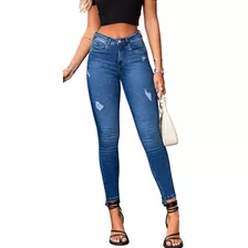 Calça Jeans Feminina Escura Cintura Média Barra Mullet 21978