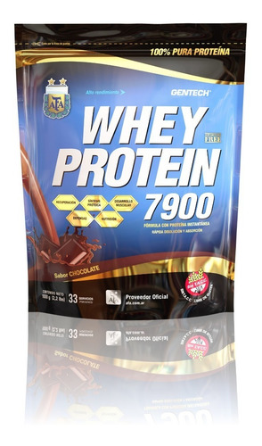 Suplemento En Polvo Gentech Whey Protein 7900 Sabor Chocolate De 1000g