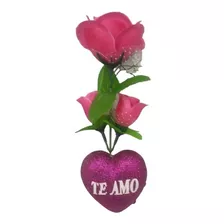 Regalo San Valentín Corazón Te Amo Con Flores Rosa Amor