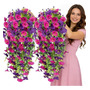 Kit 2 Guirlandas Pendentes Flores Artificiais Violeta