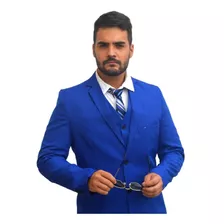 Terno Slim Azul Royal Para Casamento (calça+paletó) + Brinde