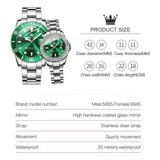 Reloj Olevs De Cuarzo Con Diamantes De Lujo Luminoso De 2 Pi Color Del Fondo Verde Plata