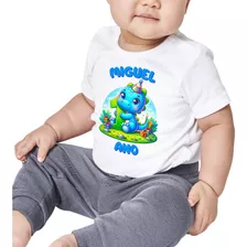 Camiseta Infantil Dinossauro Aniversário 1 Ano Menino