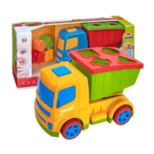Brinquedo Infantil Colecao Happy Caminhao Didatico E 4 Peças