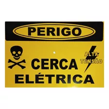 100 Placa Advertência: Perigo Cerca Elétrica Alumínio