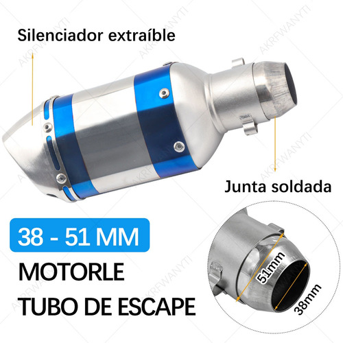 Escape Silenciador Moto Universal Deportivo Doble Azul 250mm Foto 7