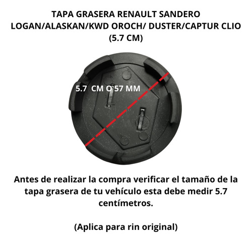 Tapa Centro Rin Copa Renault Sandero Logan Duster Clio X1 Foto 4