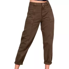 Calça Jeans Feminina Slouchy Verde Militar Elegante 