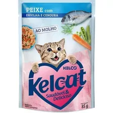 Ração Úmida Kelcat Sachê Peixe, Ervilha E Cenoura 85g