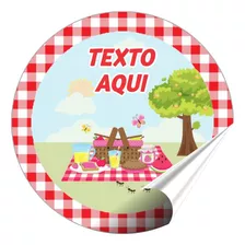 100 Adesivos Picnic Rótulos Piquenique Personalizados 4x4 Cm