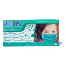 Cubrebocas Infantil Ambiderm 3 Pliegos Plisado Caja C/50pz