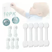 Set 10 Seguros Bebe Para Cajones Puertas Seguridad Adhesiva