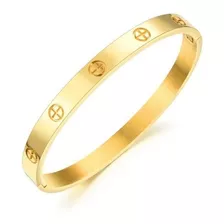 Pulseira Feminina Bracelete De Aço Inoxidável Folheado A Ouro 18k Vanglore 1252 Stardom Comprimento 18 Cm Cor Dourado Sem Pedras Diâmetro 5.8 Cm