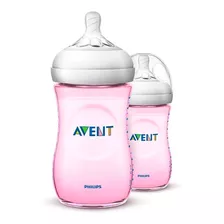 Biberón Avent Natural Rosa 260ml 2 Pzas Scf034/27 Philips