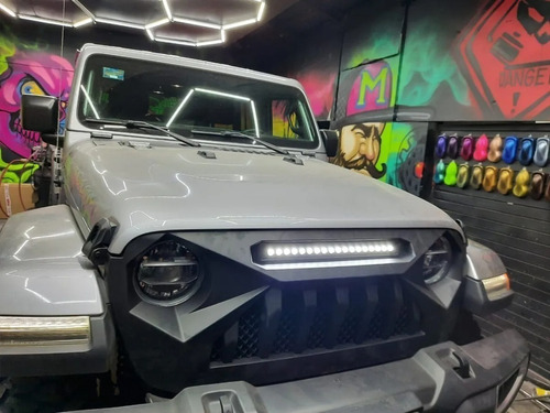 Parrilla Angry Enojado Barra Led Jeep Jl 2018-24 Gladiator. Foto 5