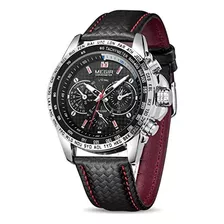 Megir Reloj De Pulsera Para Hombre, De Cuero, Impermeable, L