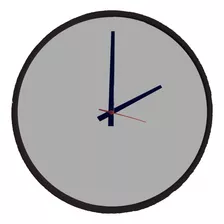 Relógio Round Preto Mostrador Cinza Matt Ponteiro Preto 50cm