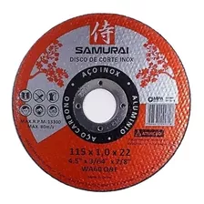 Kit Jogo 100 Discos Corte 115x1.0 F22mm P/ Esmerilhadeira - Samurai Cor Vermelho