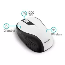 Mouse Sem Fio Multilaser Office Mo216 Branco E Preto