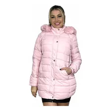 Jaqueta Nylon Preta Feminina Alongada Forrada Puffer Inverno